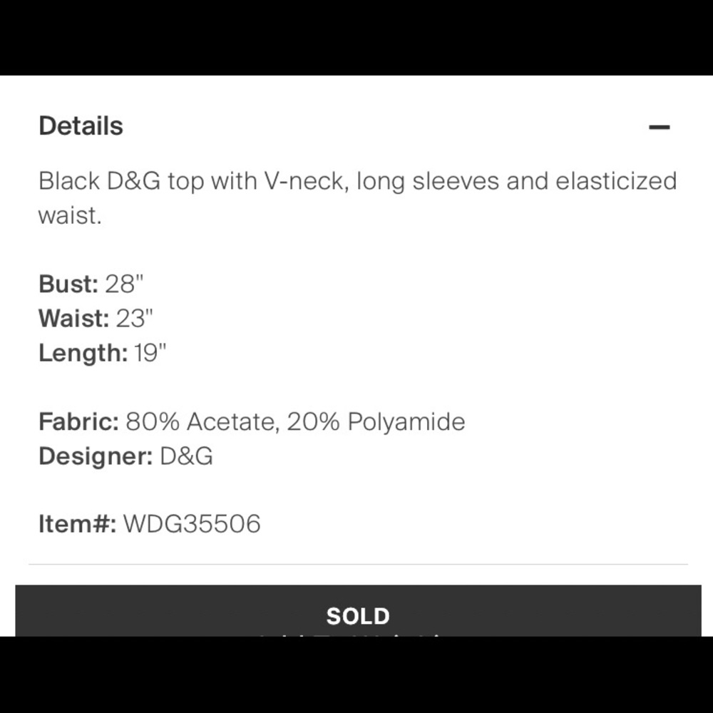 Dolce and Gabbana long sleeve V-neck top. - Picture 4 of 5
